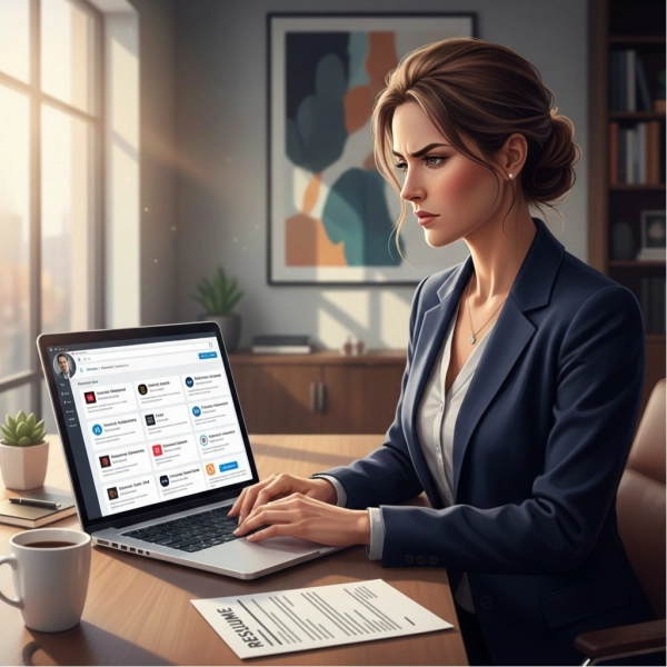 Job seeker applying for jobs online in a competitive job market