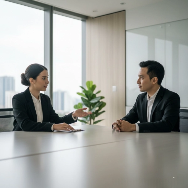 Colleagues communicating clearly and respectfully to resolve a workplace issue