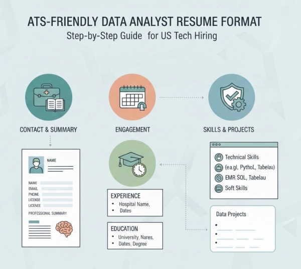 ATS-friendly data analyst resume format with clear structure and reverse-chronological layout