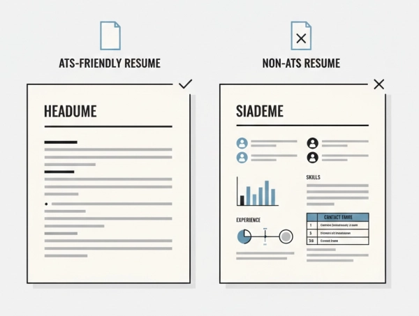 Comparison between ATS-friendly resume and design-heavy resume layout