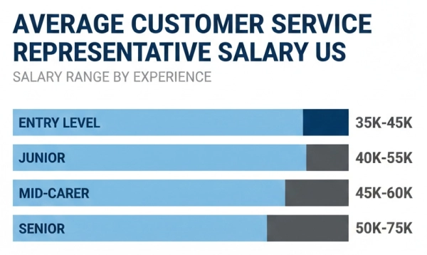 Average customer service representative salary range in the United States