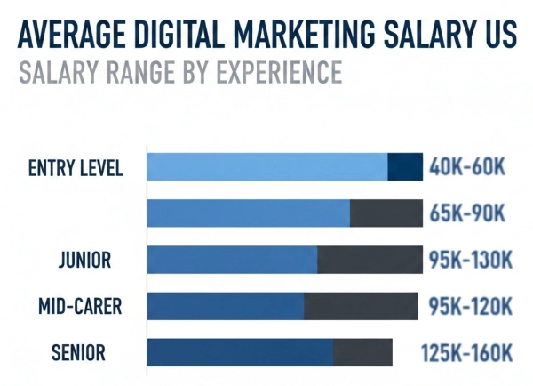 Average digital marketing salary range in the United States
