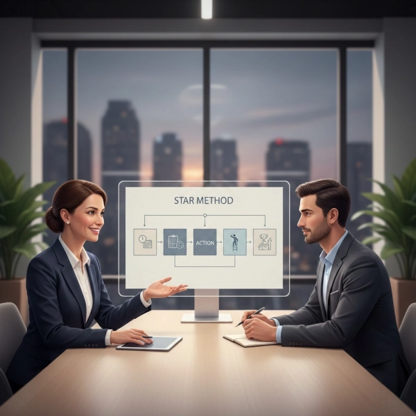 Behavioral interview questions and the STAR method framework explained visually