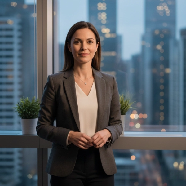 Professional with confident mindset viewing career change as growth