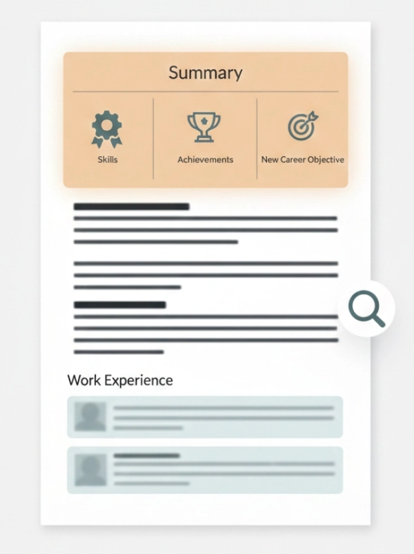 Career changer resume summary highlighting transferable skills and achievements