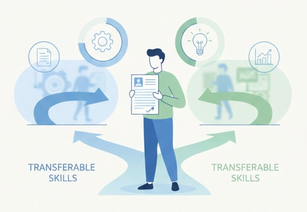 Career changer resume concept highlighting transferable skills