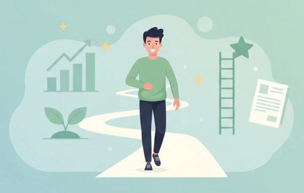 Career quiz results illustration showing career clarity and next steps toward building a resume