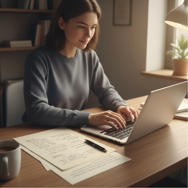 Professional writing a cover letter to explain a career change