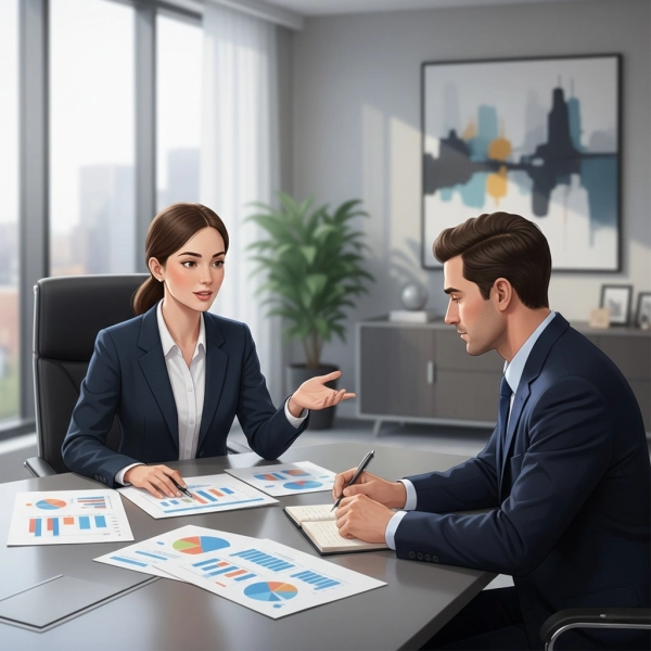 Case study interview with a candidate analyzing a business problem and presenting structured thinking