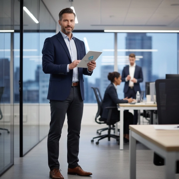 Experienced professional in their 40s transitioning careers with confidence and leadership skills