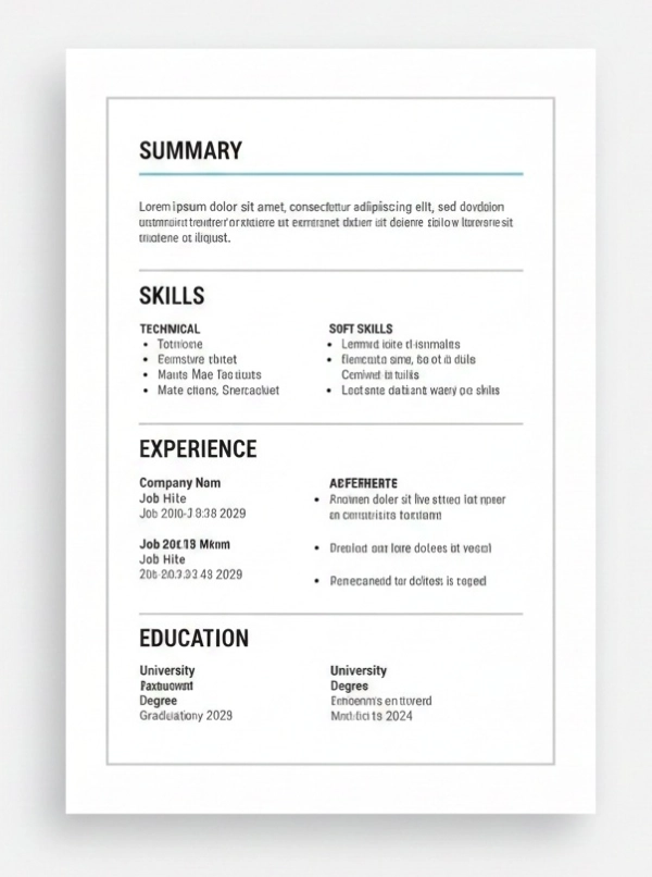 Clean resume layout example with proper margins and spacing for ATS-friendly formatting