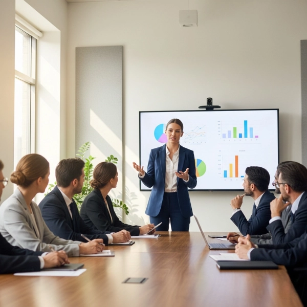 Confident communication during a professional meeting