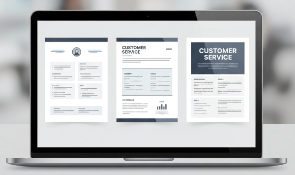 Examples of customer service cover letters displayed on a laptop screen