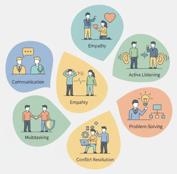 Key customer service skills such as communication, empathy, and problem-solving