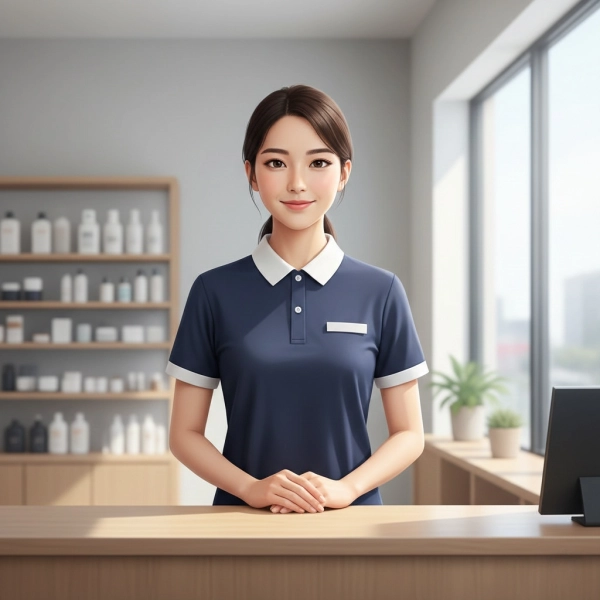Entry-level customer service candidate presenting a friendly and professional attitude