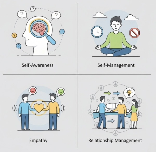 Core components of emotional intelligence in the workplace