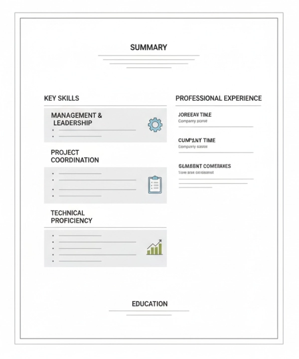 Functional resume format focusing on skills and achievements rather than work history