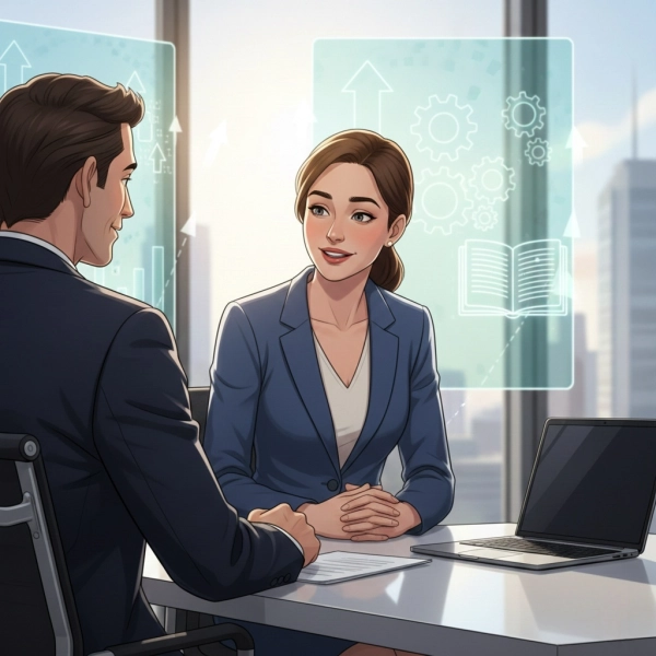 Candidate discussing weaknesses and improvement during a job interview