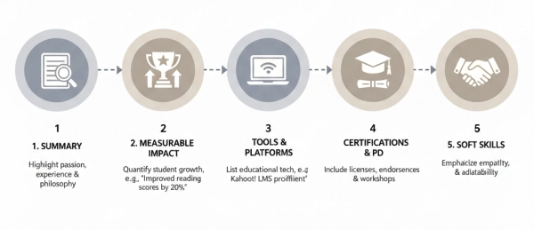 Step-by-step process for writing a strong teacher resume with measurable teaching impact