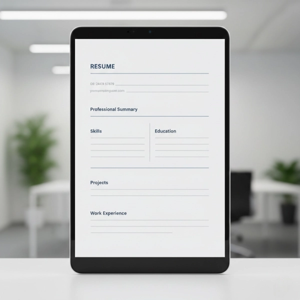 Ideal resume structure for college students with skills, education, projects, and experience