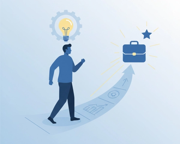 Job aptitude results illustration showing clear next steps toward the right job