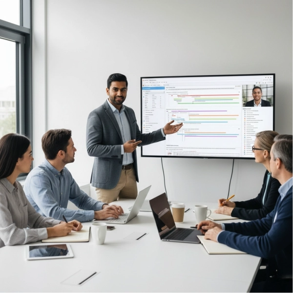 Junior project manager coordinating a small cross-functional team