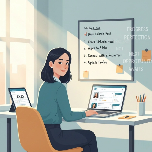 Consistent daily LinkedIn job search routine for better results