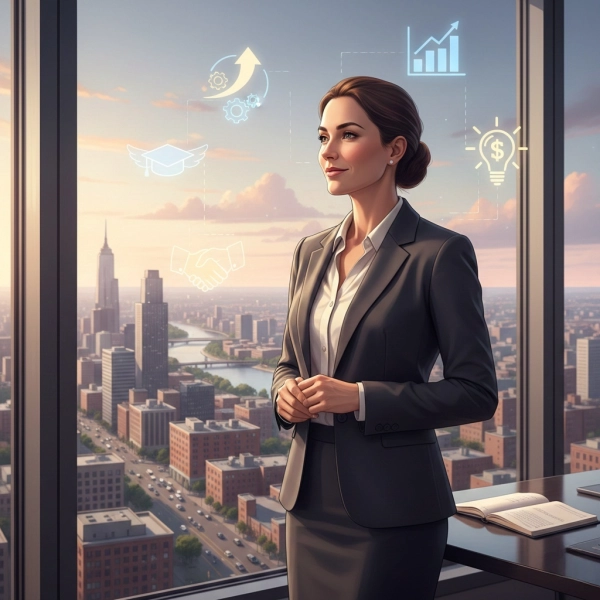 Professional reflecting on career growth and negotiation skills development