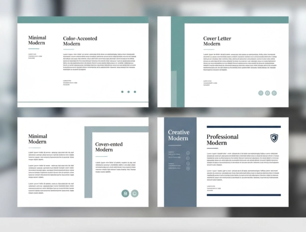 Examples of modern cover letter styles including minimal, color-accented, and creative layouts