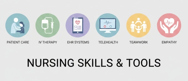 Clinical, technical, and soft skills commonly included on a nursing resume, including EHR systems