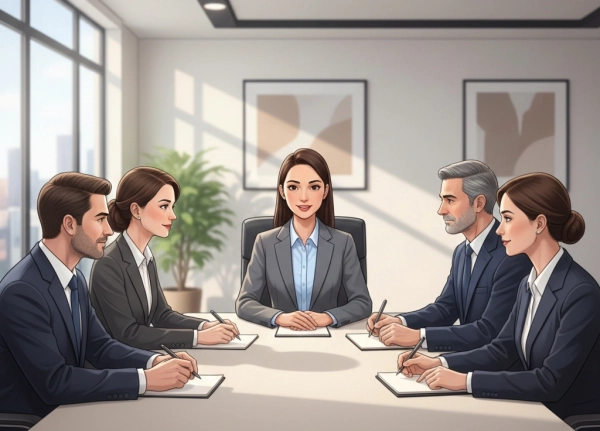 Panel interview with multiple interviewers evaluating a candidate at the same time