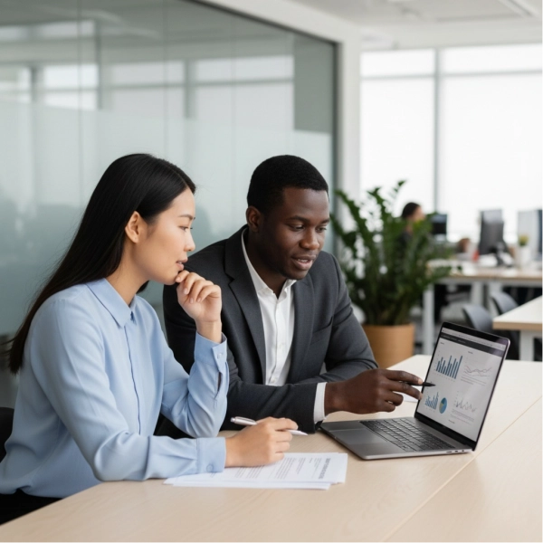 Employee creating a clear performance improvement plan with their manager