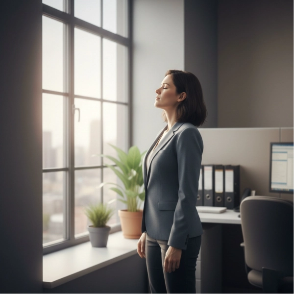 Professional taking time to process negative feedback calmly before responding