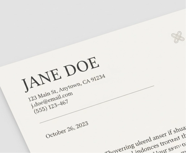 Clean and ATS-friendly cover letter header with contact information