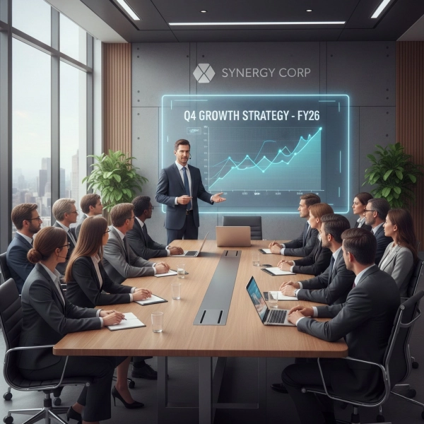 Professional confidently speaking in front of colleagues during a workplace presentation