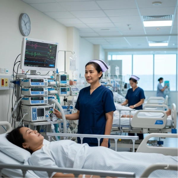 Registered nurse working in a specialized clinical environment such as ICU or emergency care