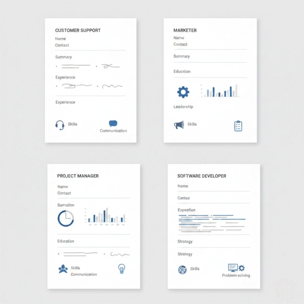 Remote job resume examples for customer support, project management, marketing, and software development roles