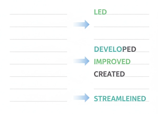 Strong action verbs making resume bullet points more impactful