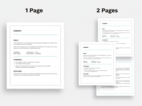 One-page vs two-page resume comparison showing clean professional layout