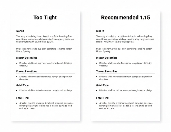Resume line spacing example showing correct and incorrect spacing for readability