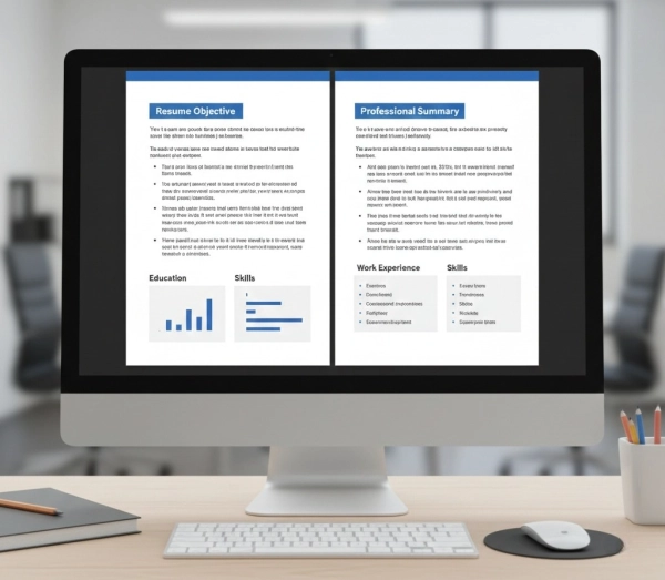 Visual comparison between resume objective and resume summary for students