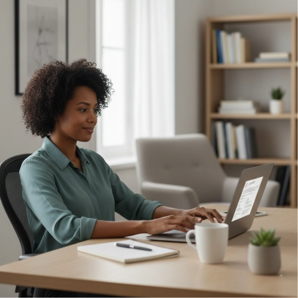Confident professional reviewing a job offer and preparing to negotiate salary