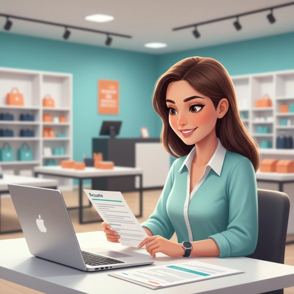 Sales associate reviewing a professional retail resume focused on customer service and sales performance