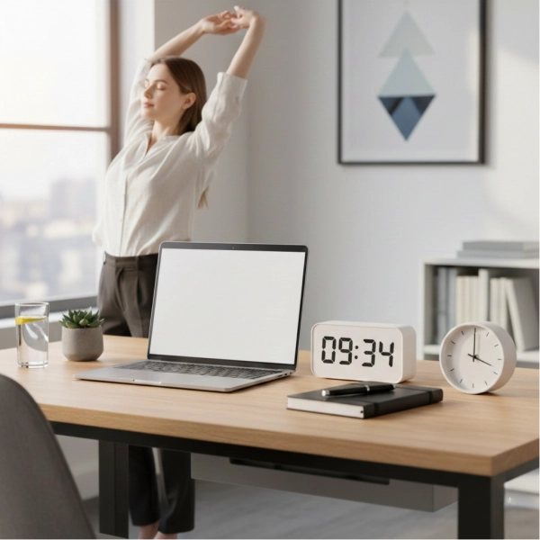 Taking short breaks at work to reduce stress and restore focus
