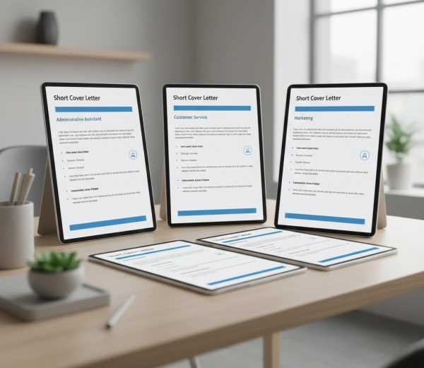Examples of short cover letters for administrative, customer service, and marketing roles