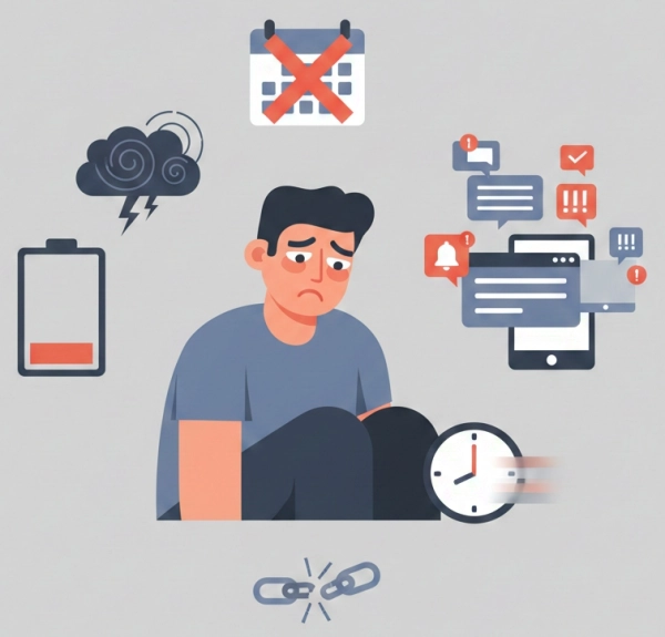 Common signs of job search burnout such as stress, anxiety, and low motivation