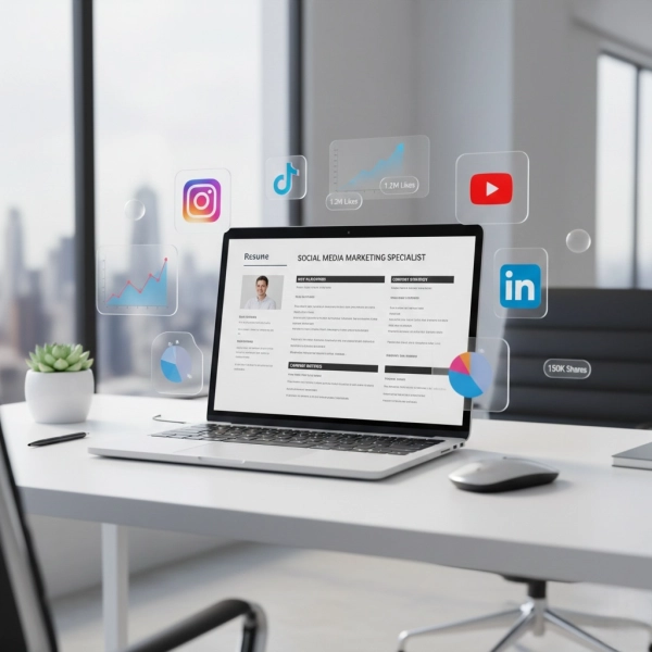 Social Media Marketing resume example highlighting skills, metrics, and platform expertise for US recruiters