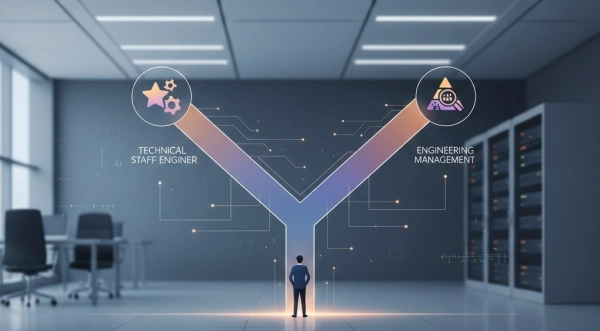 Software engineer choosing between technical leadership and management career paths