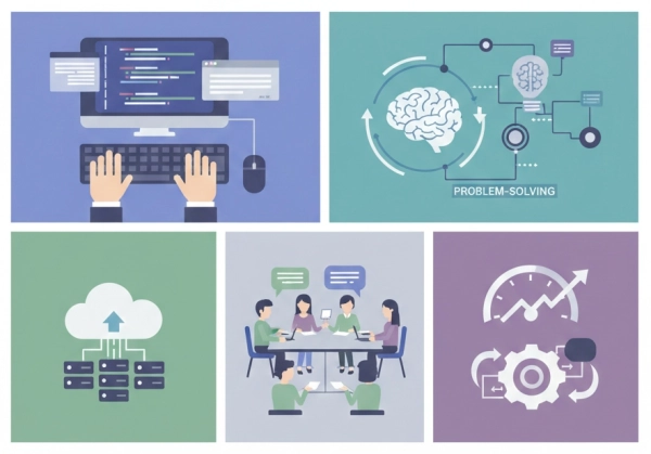 Key software engineer skills including coding, problem-solving, and teamwork