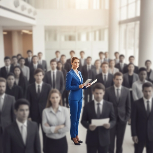 Candidate standing out among many job applicants in a competitive hiring process